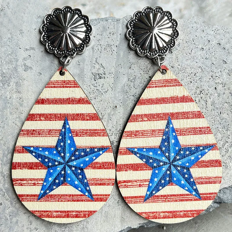 4th of July Tear Drop Star earrings