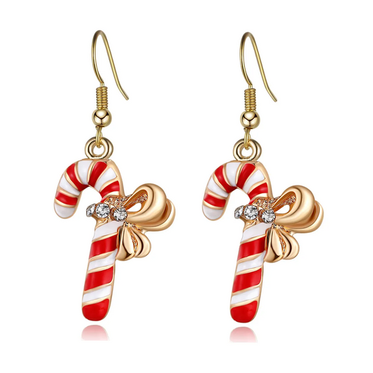 Petite Candy Cane Dangling Earrings