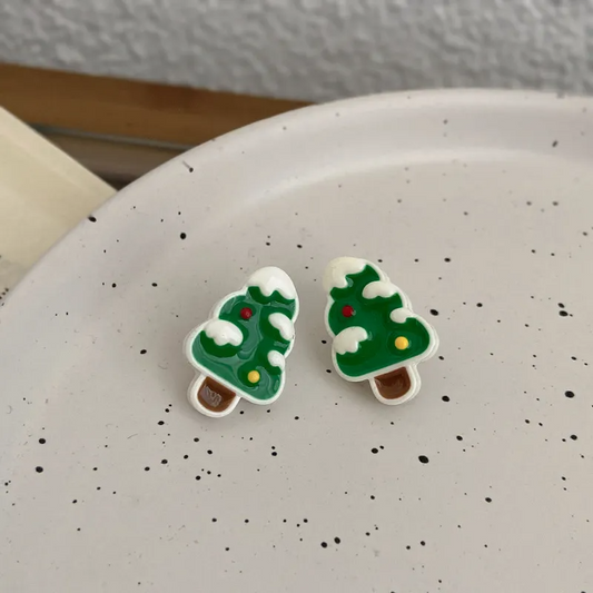 Christmas Cartoon Tree Stud Earrings