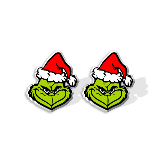 Grinch Face Stud Earrings