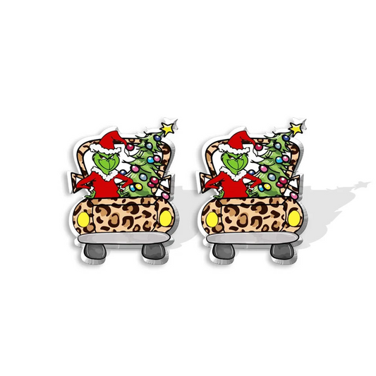 Grinch Stole Christmas Getaway Car Stud Earrings