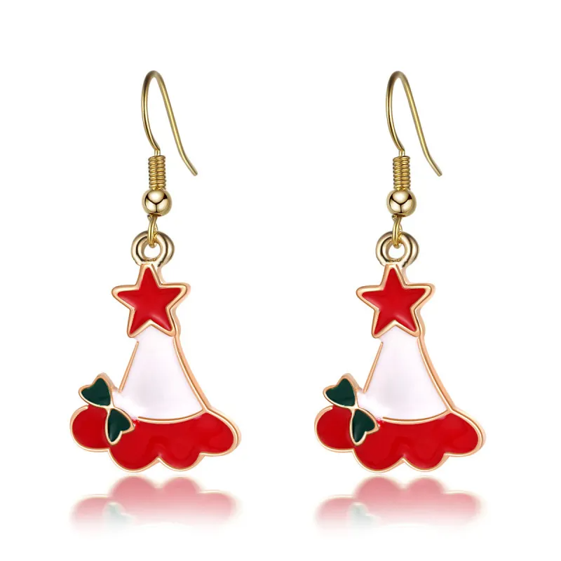 Petite Santa Hat Dangling Earrings