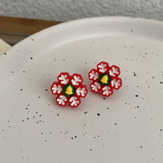 Christmas Cartoon Snowflake Stud Earrings