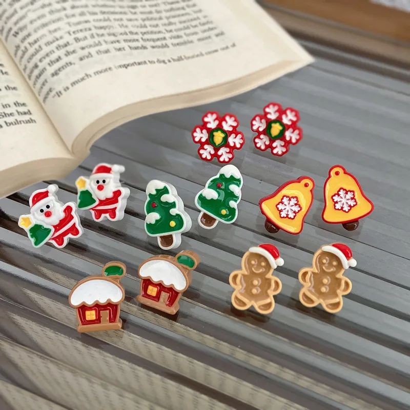 Christmas Cartoon Bell Stud Earrings