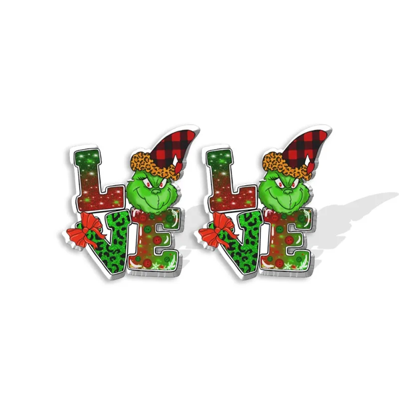 Christmas Grinch Love Stud Earrings